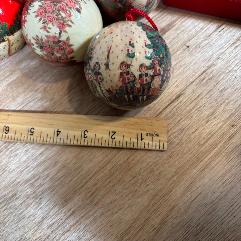 Vintage JCPenney Christmas Collections Decoupage Ball Ornaments Set of 12